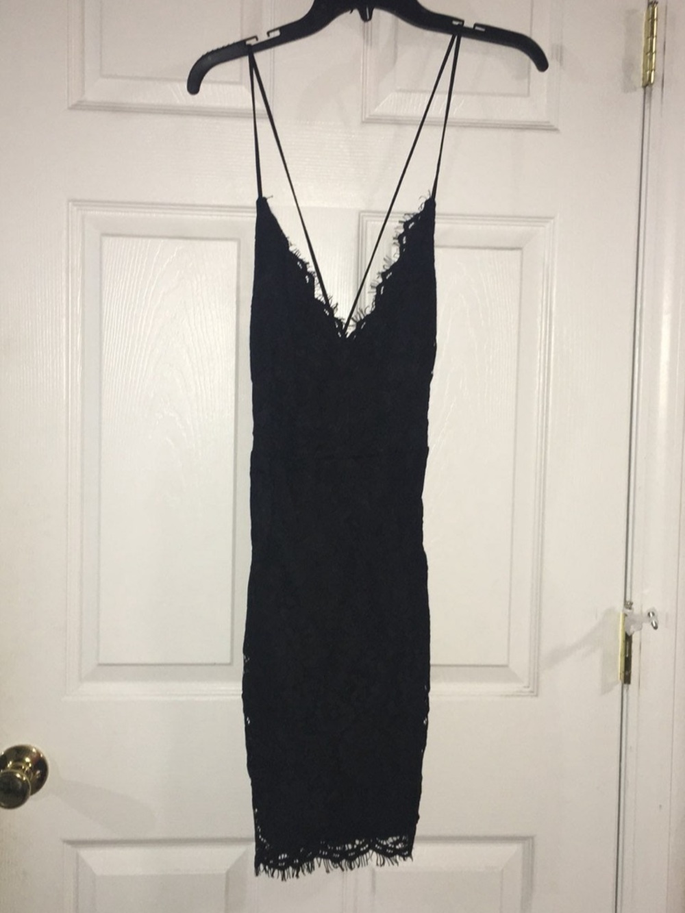 NWT Pink Lily Black Lace Mini Dress Spaghetti Straps Medium LBD